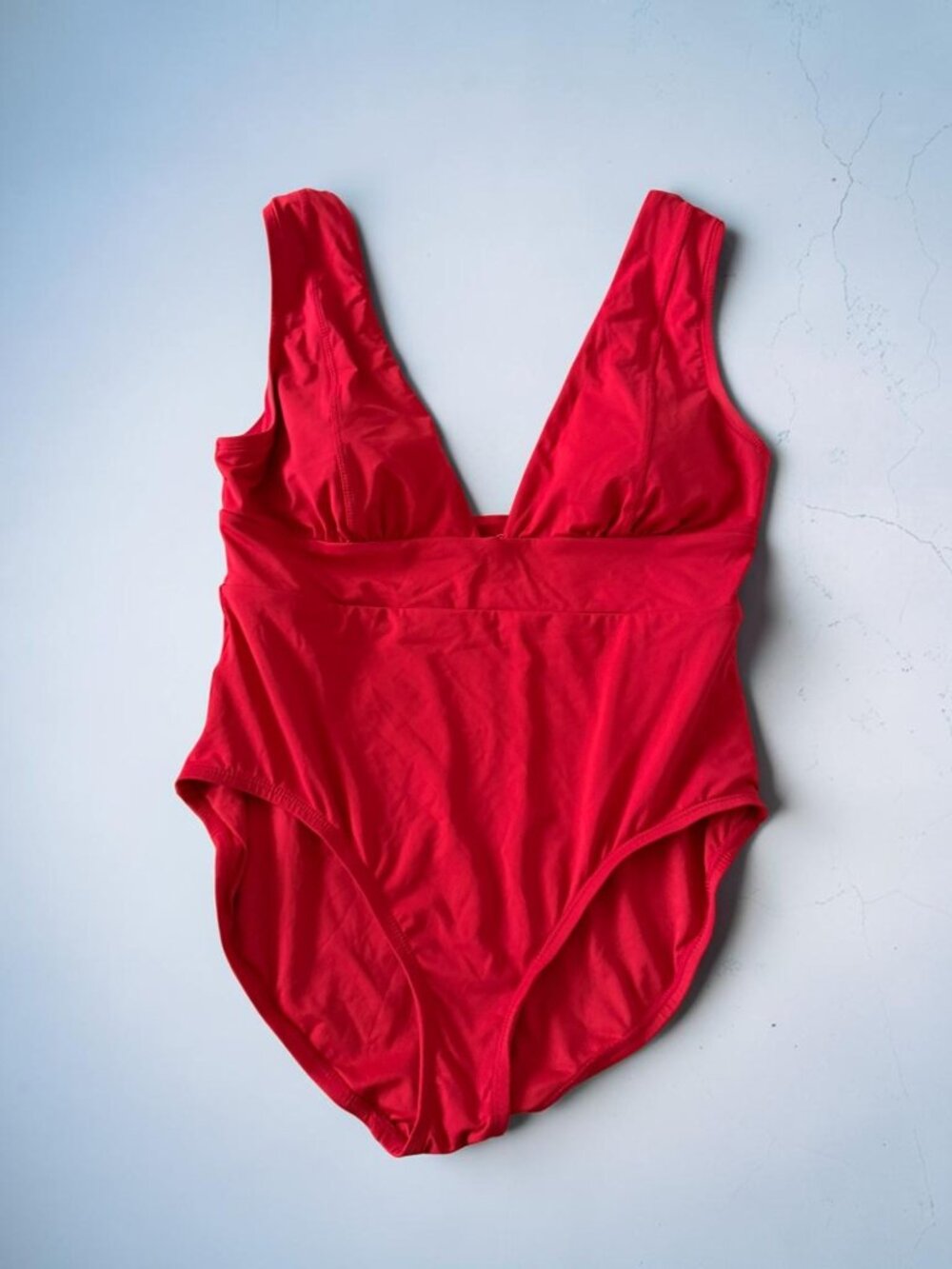 ANDIE Italian V Neck Plunge Red Swimsuit One Piece Size Large